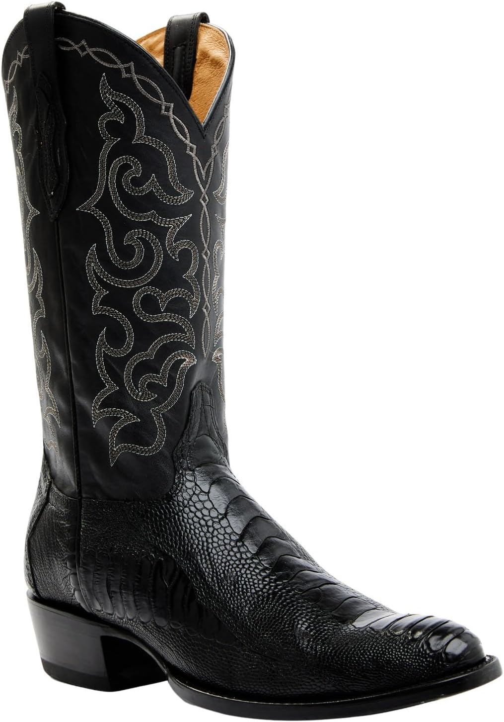 

Мужские ковбойские сапоги Cody James с экзотической кожей ноги страуса, круглый носок - Bbme-202, черный