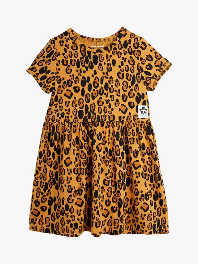 

Детское платье с коротким рукавом и животными Mini Rodini, Leopard Print