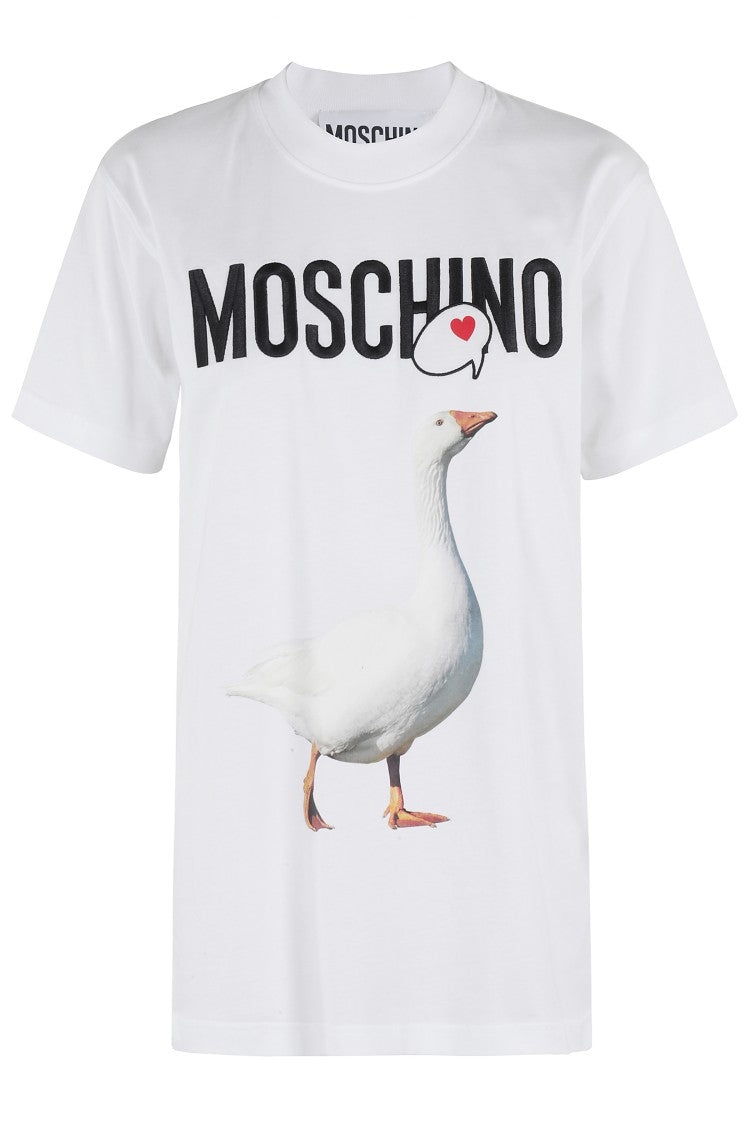 

Футболка свободного кроя с забавным рисунком утки Moschino, белый