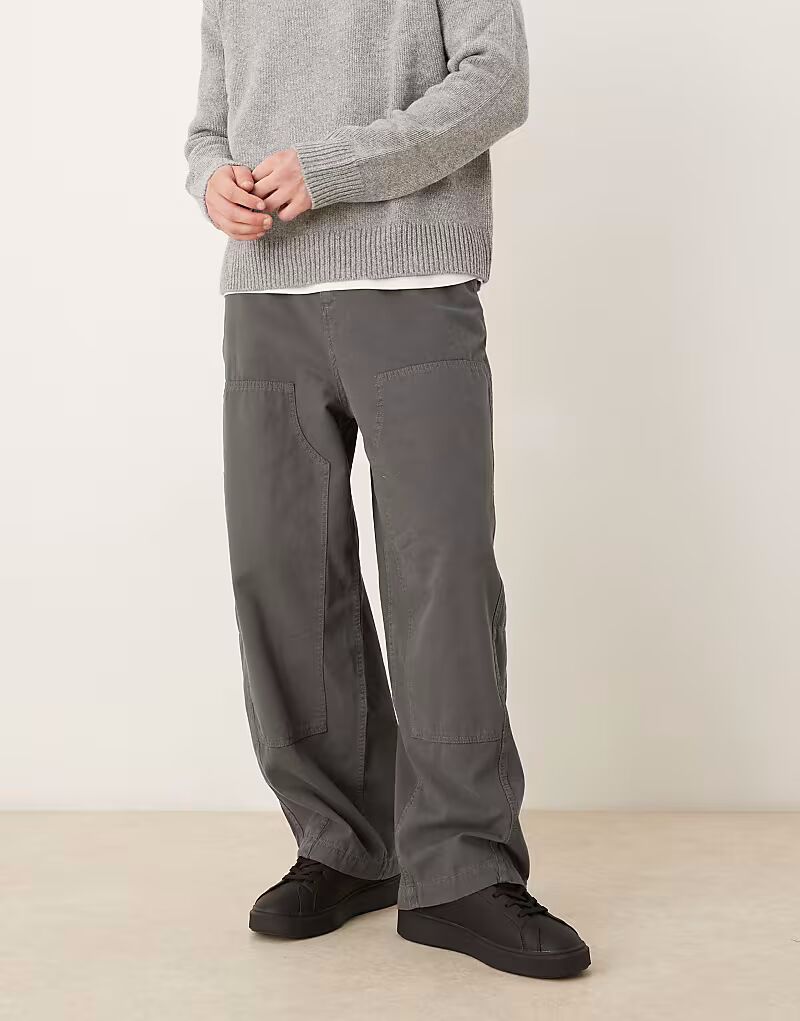 

Брюки свободного кроя серого цвета с плотницкими деталями Asos Design