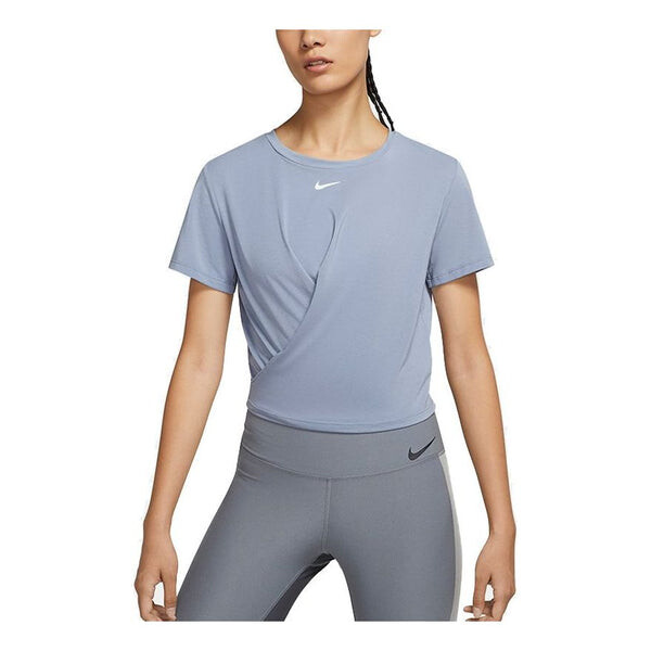 

Футболка (WMNS) Nike One Luxe Twist Logo Breathable Round Neck T-shirt Blue, синий