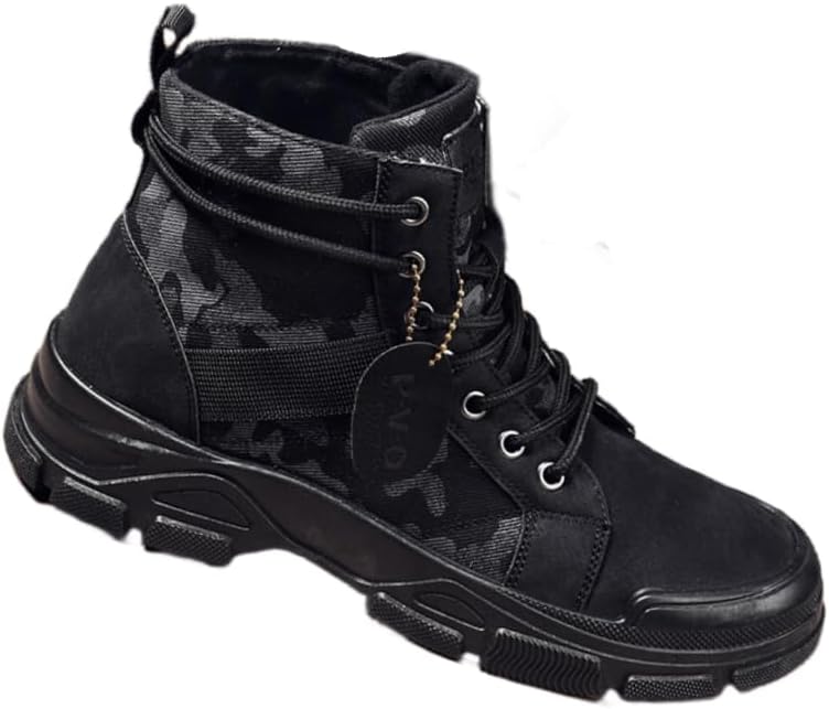 

Мужские короткие ботинки из канвы с толстой подошвой- прочная зимняя обувь Hoalox, черный