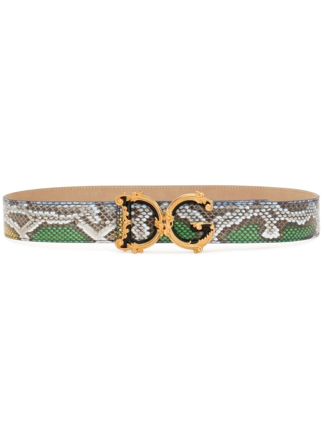 

Dolce & Gabbana logo-buckle snakeskin belt, зеленый