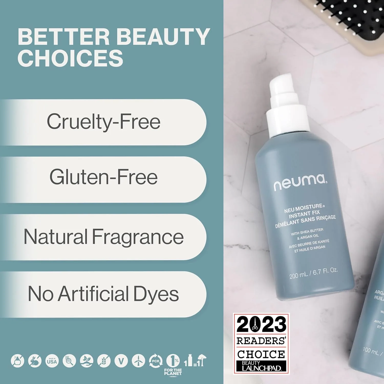 Спрей-кондиционер для волос Neuma Neu Moisture Instant Fix Leave In Hair Treatment Spray, 6,7 жидких унций. Распутывает, питает, защищает. Аромат калетты, кокоса и ванили. — фото 4