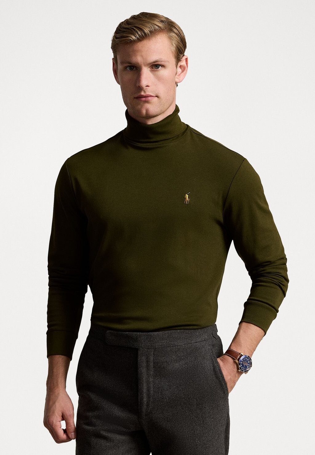 

Рубашка с длинным рукавом SOFT COTTON ROLL NECK Ralph Lauren, оливковый