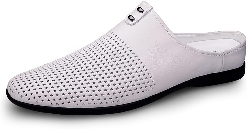 

Мужские тапочки GOSPT из натуральной кожи, без задника, лоферы, слипоны, белый