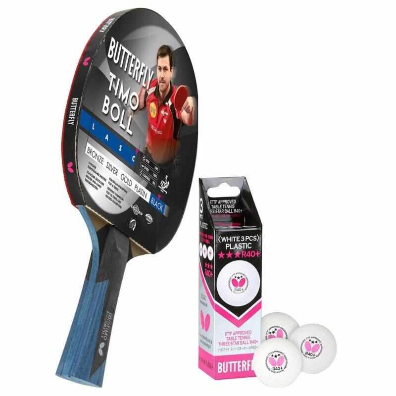 

Butterfly 1x ракетка для настольного тенниса Timo Boll Black 85031 + 3x 40+ 3*** мяча TT