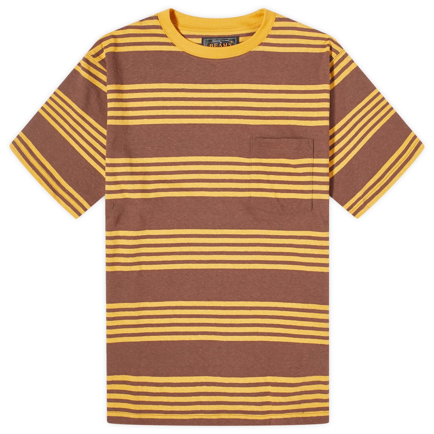 

Футболка Beams Plus Nep Stripe Pocket T-Shirt, коричневый