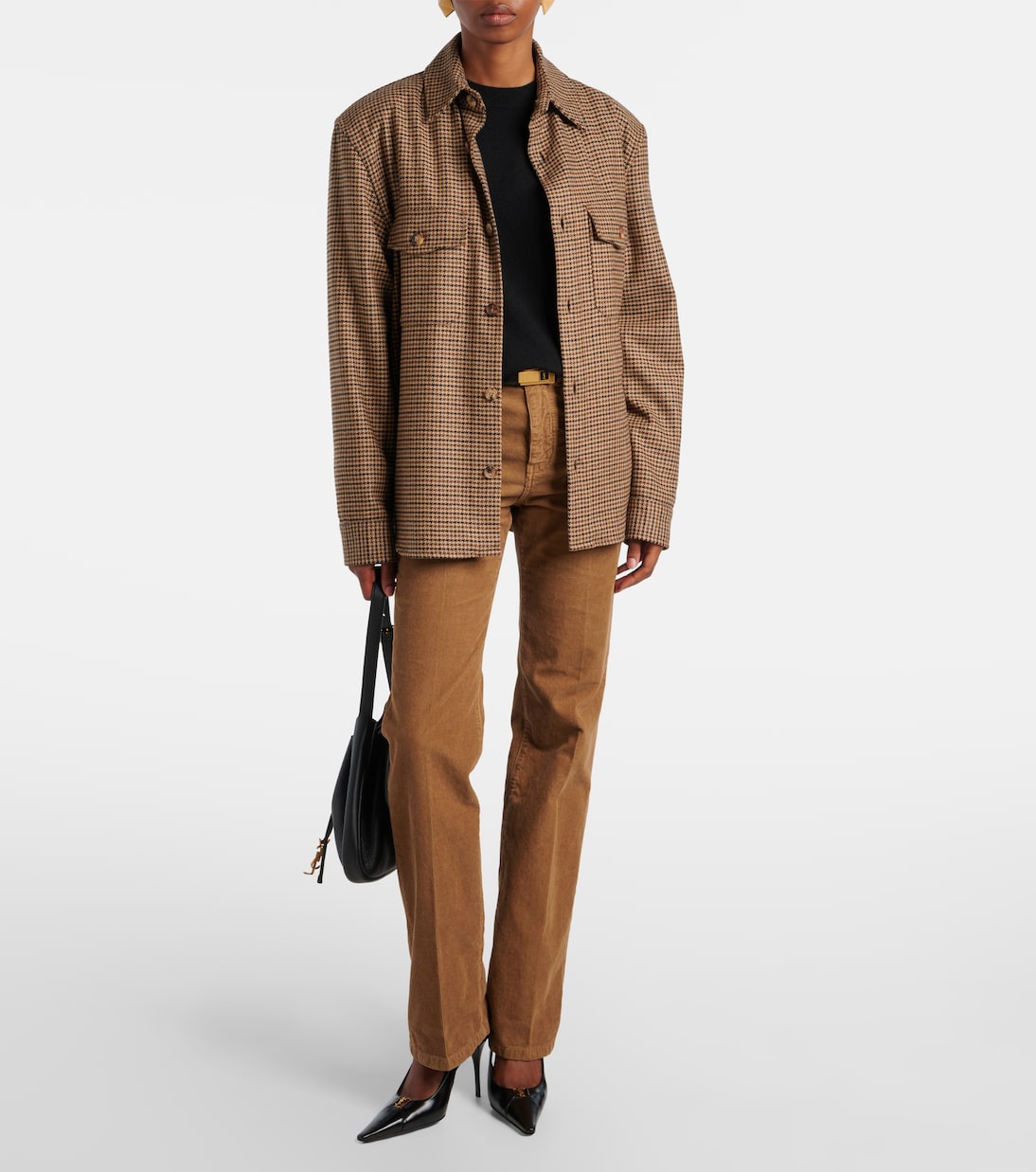 Клайд хлопковые вельветовые брюки с широкими штанинами Saint Laurent, Fall Beige — фото 2