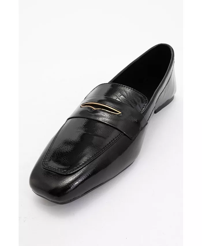 Иридесса Кожаные Лоферы на Плоской Подошве (Женщины) Forever & Always Shoes, черный — фото 4