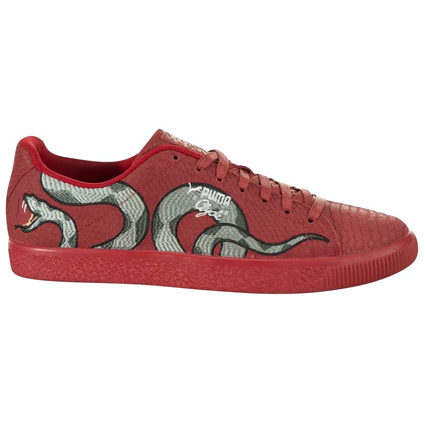 PUMA Clyde Abrasion Resistant Low Top Skateboard Shoes мужские красные — фото 3