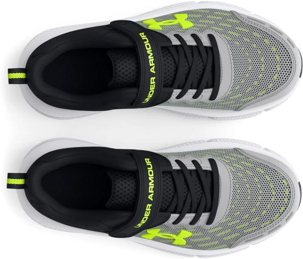 Детские кроссовки Under Armour Assert 10 с альтернативной застежкой, серый/черный/желтый — фото 4