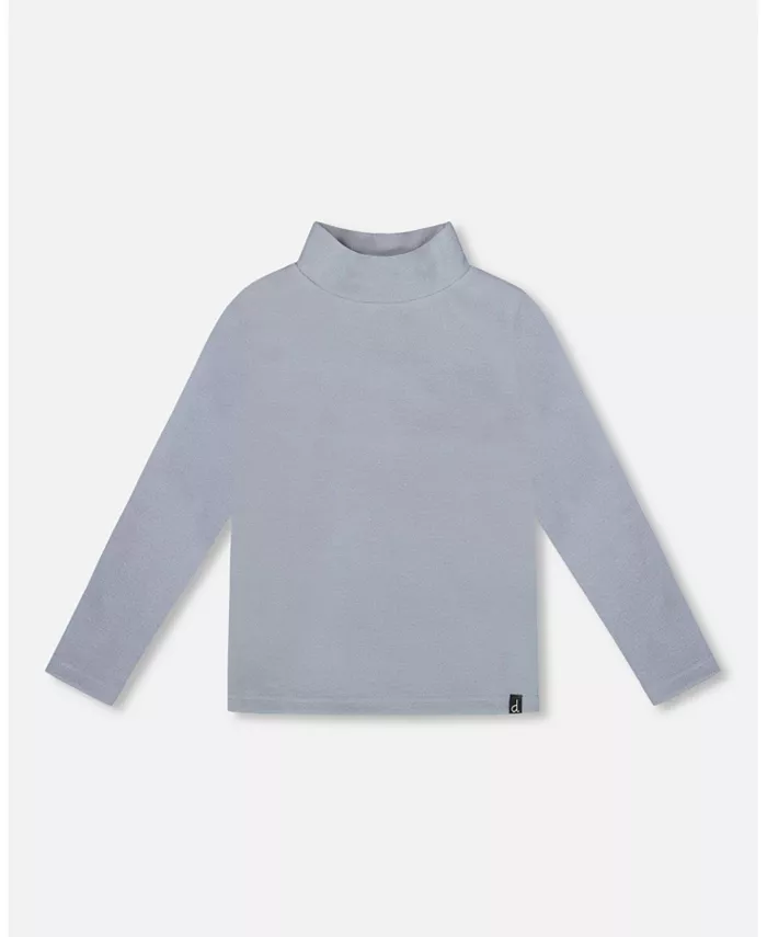 

Супермягкий ребристый топ с воротником-стойкой для девочек (детский) Deux Par Deux, синий