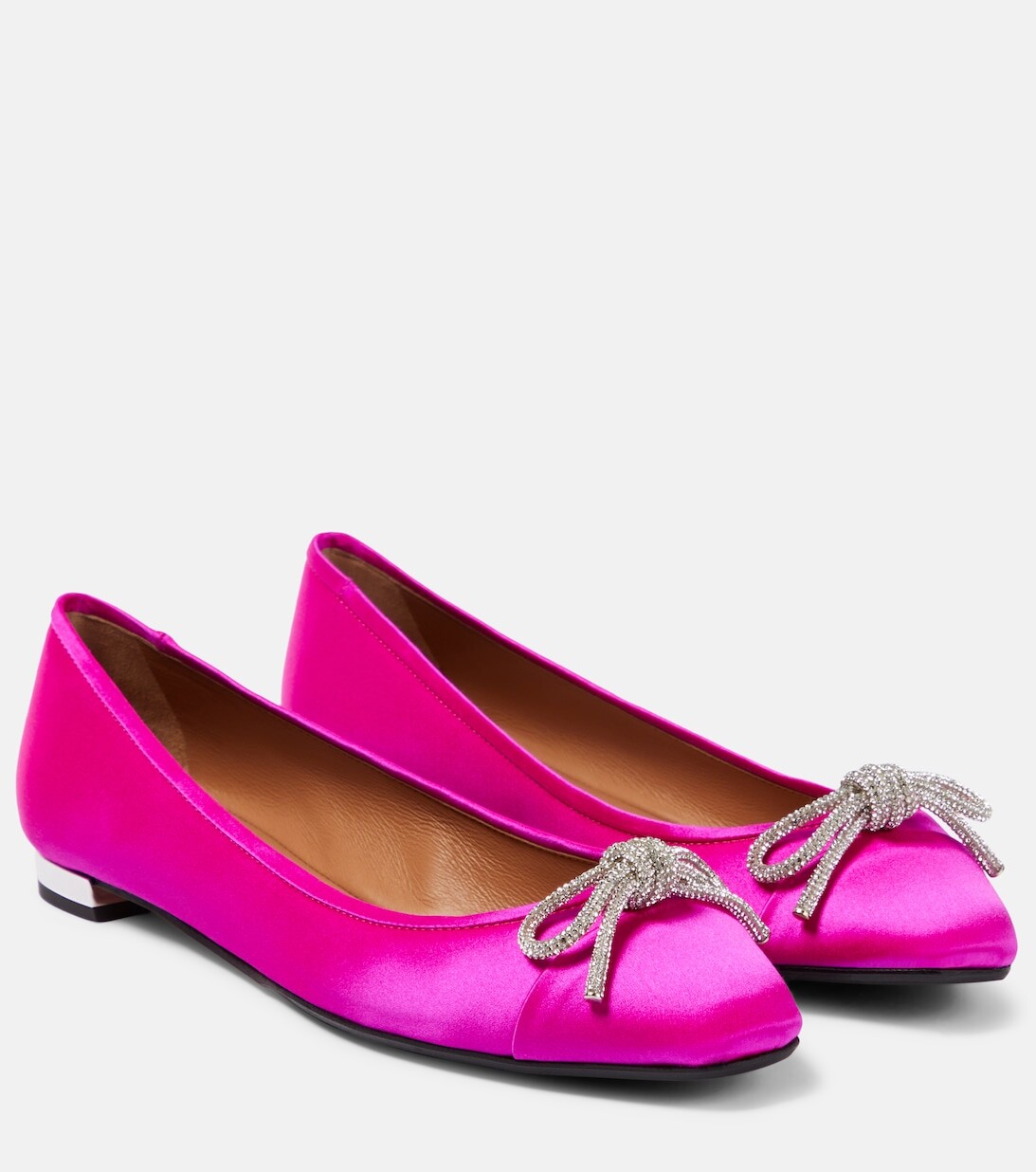 Декорированные атласные балетки Parisina Aquazzura, розовый