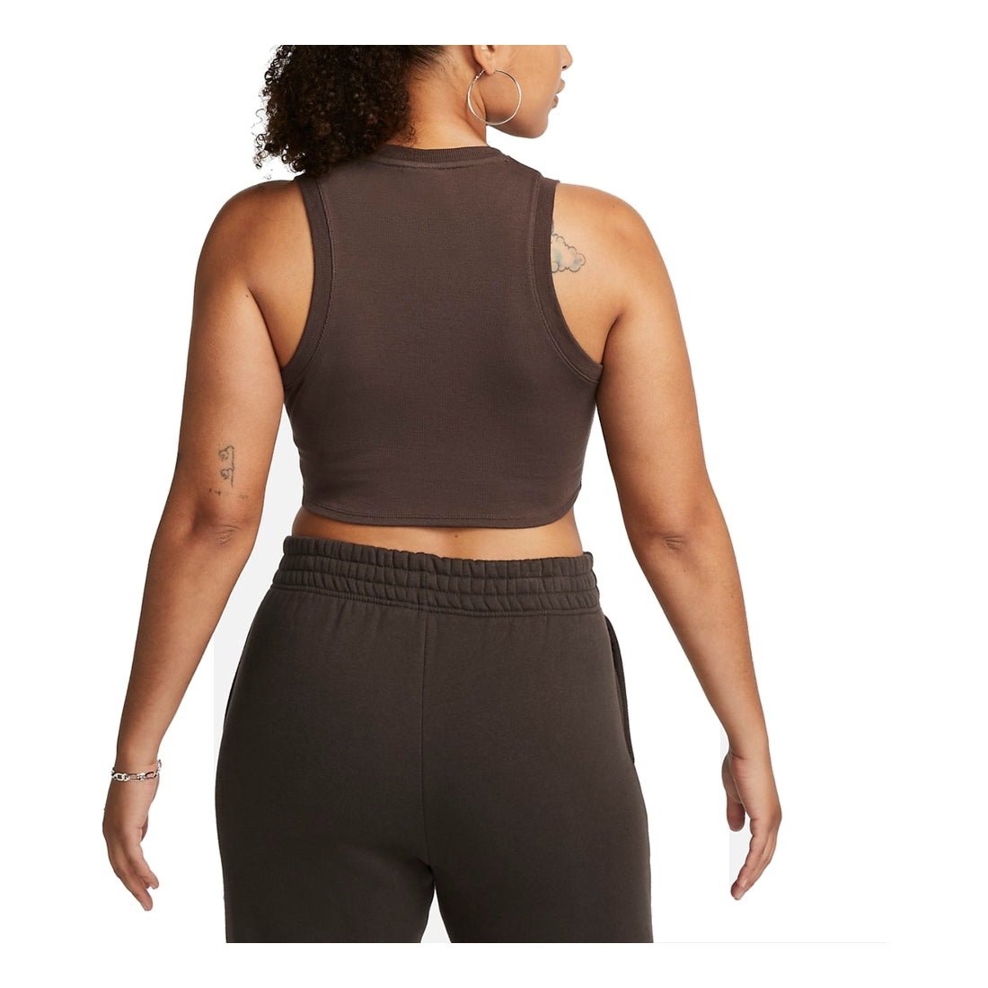 Спортивный топ (WMNS) Nike Sportswear Essentials Ribbed Cropped Tank Top 'Brwon' FB8280-237, коричневый — фото 3