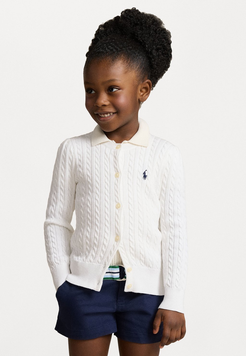 Кардиган MINI CABLE COTTON CARDIGAN Polo Ralph Lauren, белый — фото 2