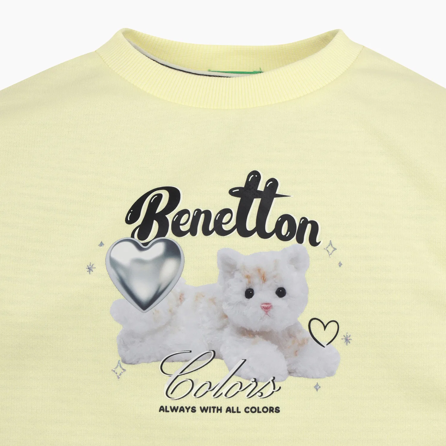 Детский многослойный свитшот Heart Cat лавандовый от Benetton Kids — фото 3