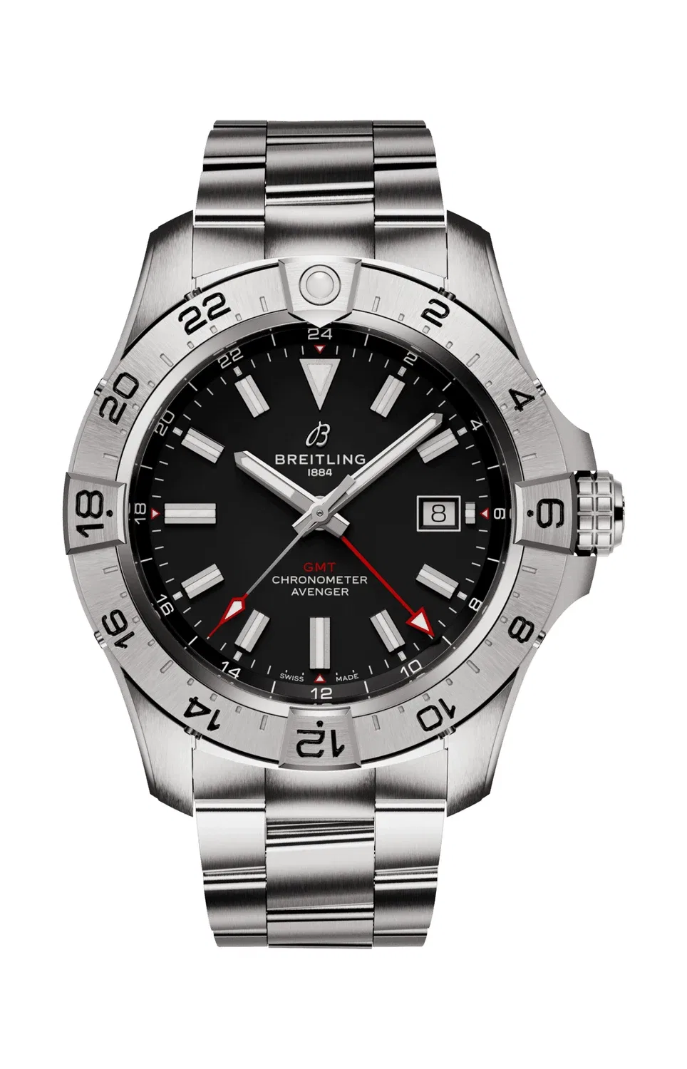 АВЕНДЖЕР АВТОМАТИК GMT 44 - A32320101B1A1 BREITLING, серебряный