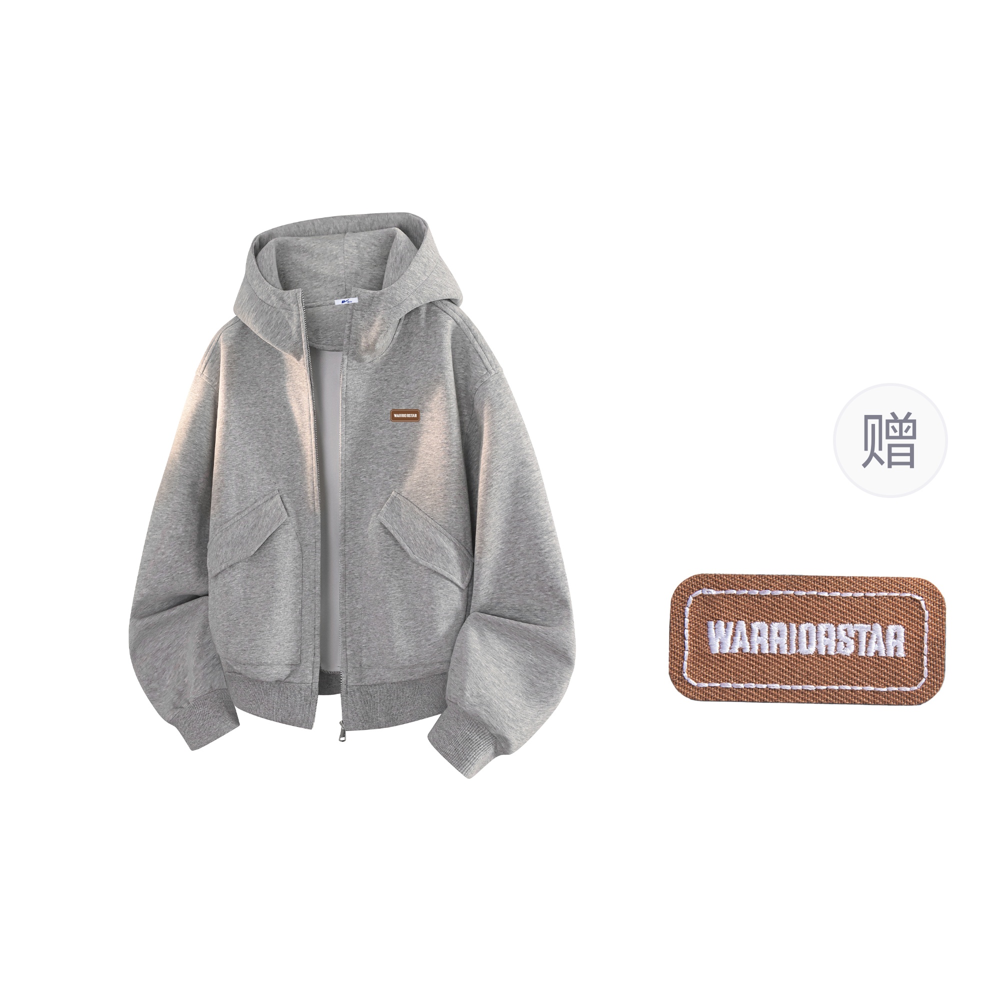 

Толстовка Unisex Hooded Moderate Cardigan WARRIOR, heather серый[free diy badge]