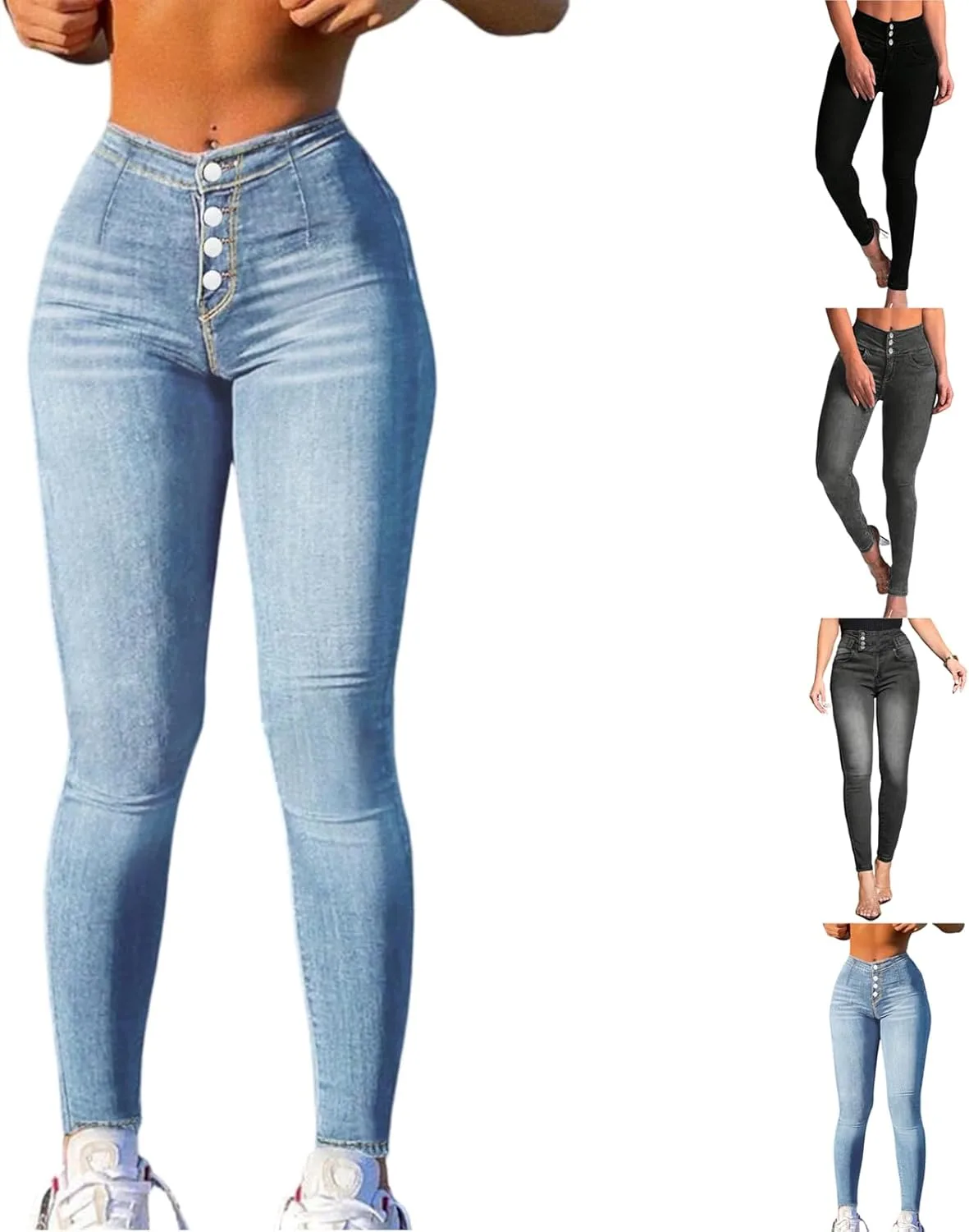 

Женские джинсы-леггинсы с контролем живота, мид-райз, эластичный пояс