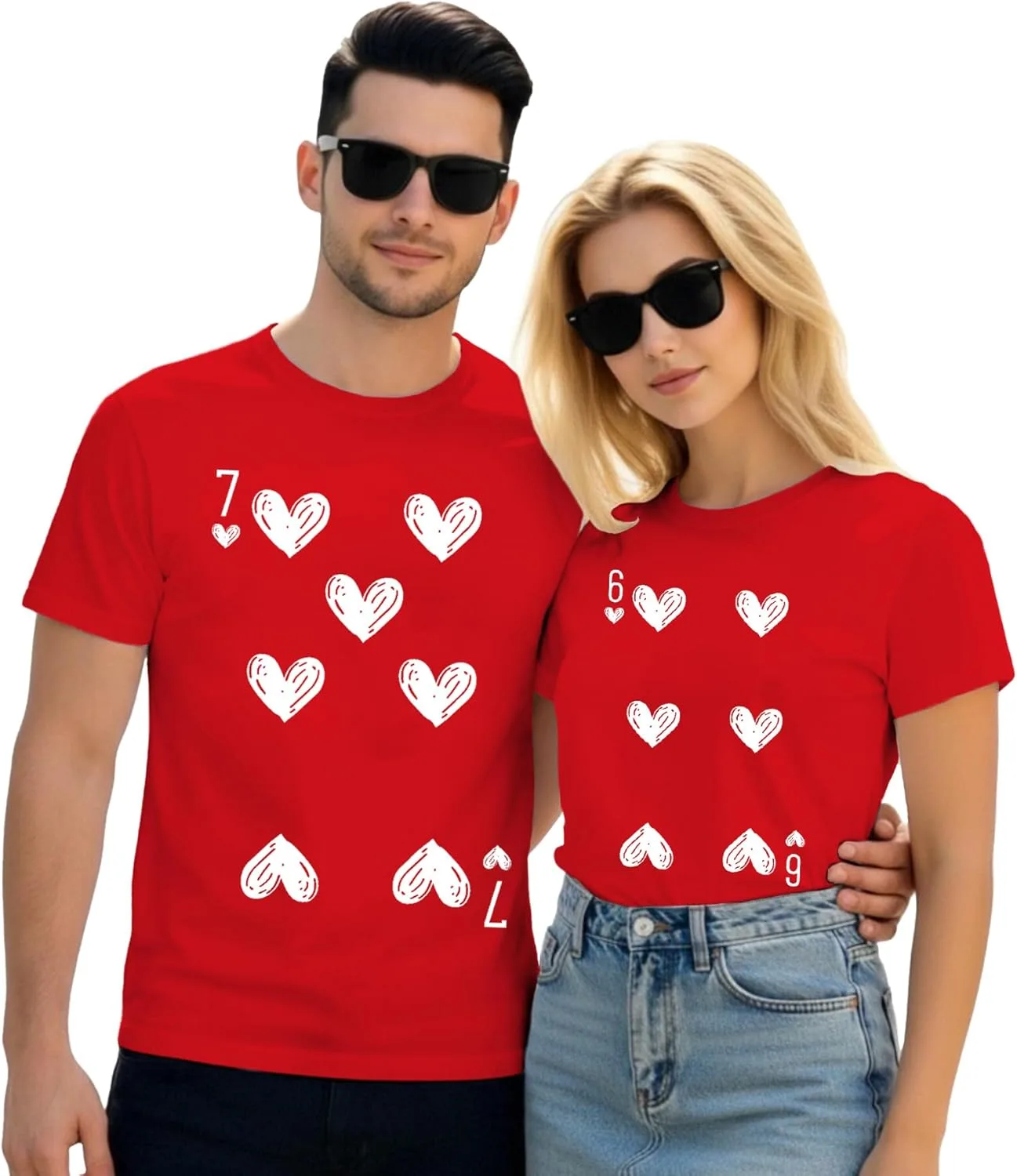 

Футболка для пар с принтом 67 Hearts Qskall