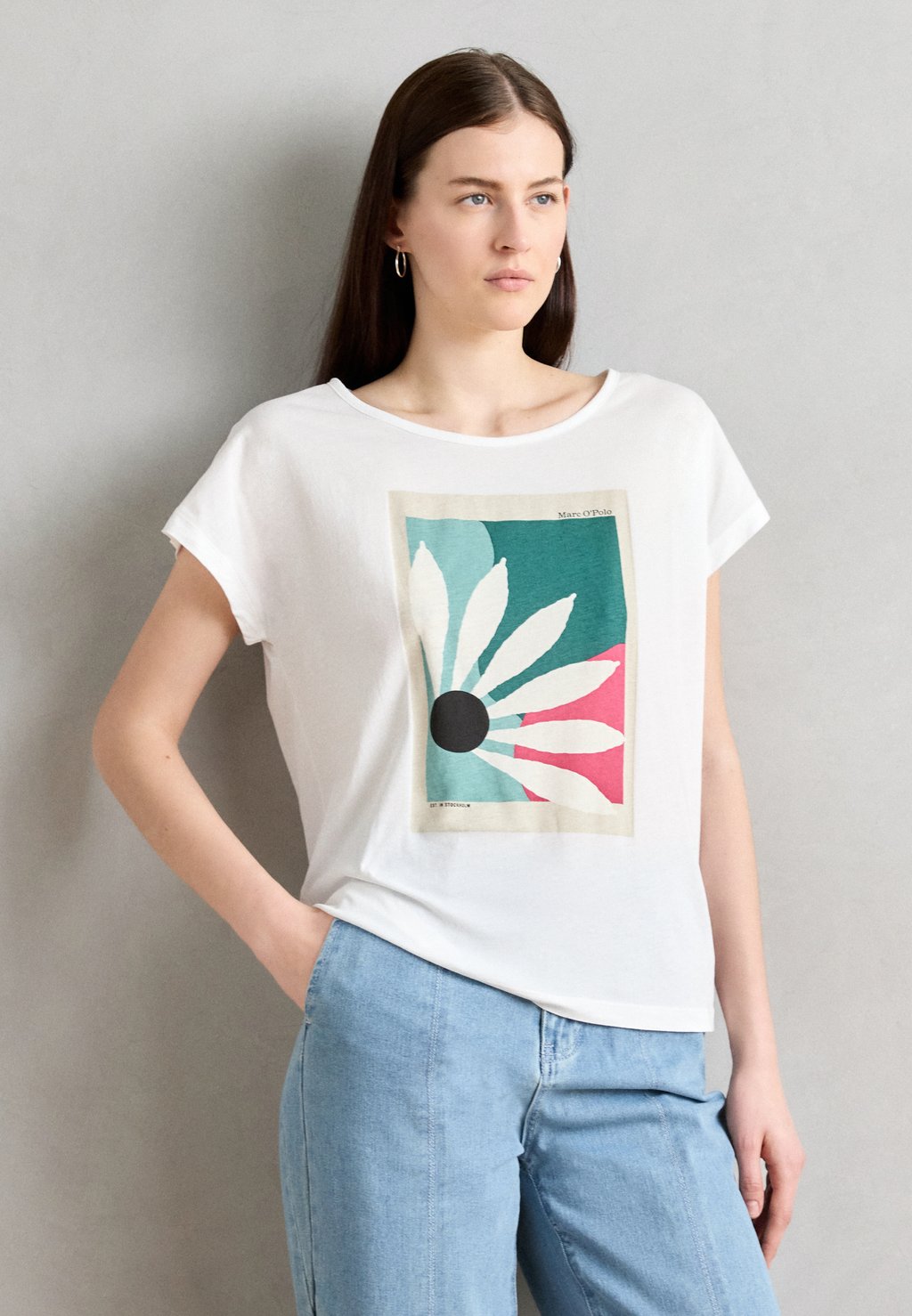 

Футболка с принтом SHORT SLEEVE BOAT NECK PRINT Marc O'Polo, белый