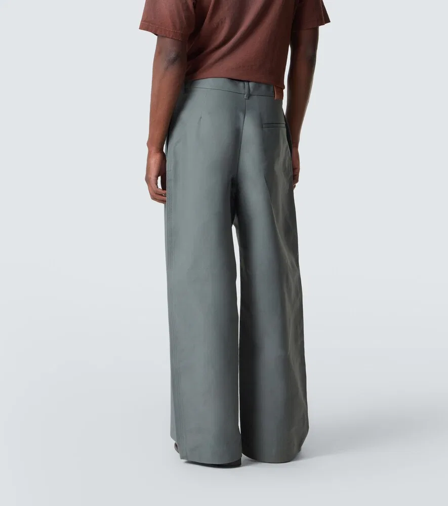 Широкие брюки из хлопкового атласа Acne Studios, серый — фото 4