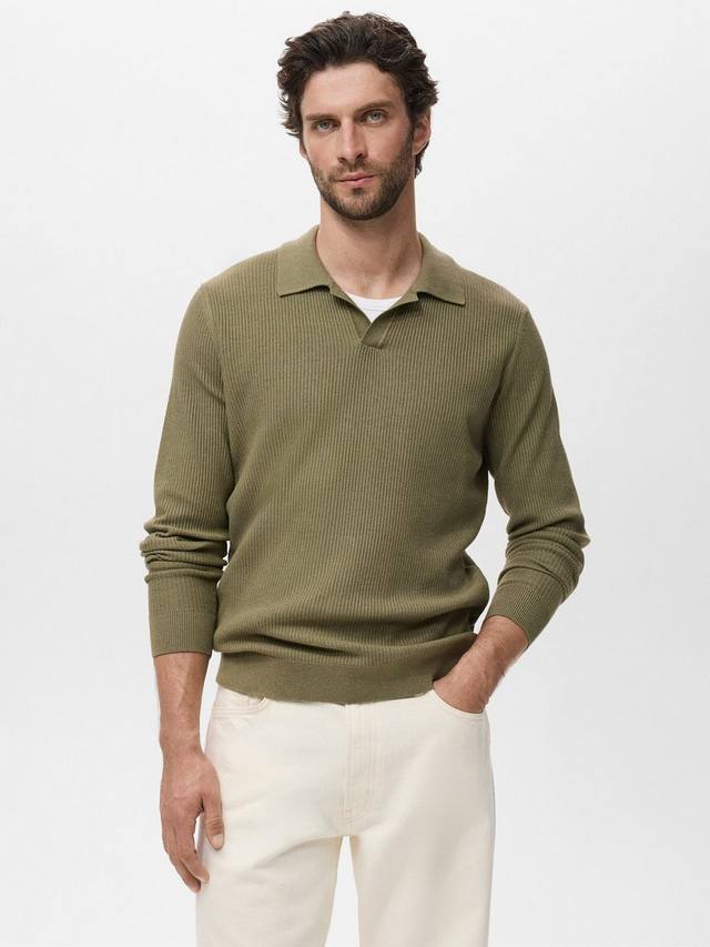 

Длинная поло с длинными рукавами Antigua Regular Fit из хлопковой смеси Mango, Medium Green