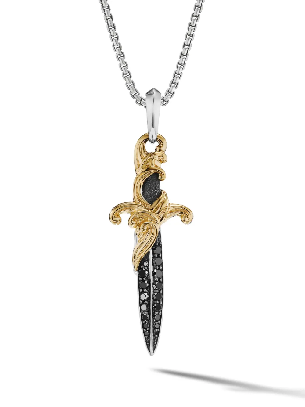 

Подвеска Waves Dagger из желтого золота и серебра с бриллиантами (43.8 мм) David Yurman, серебяный