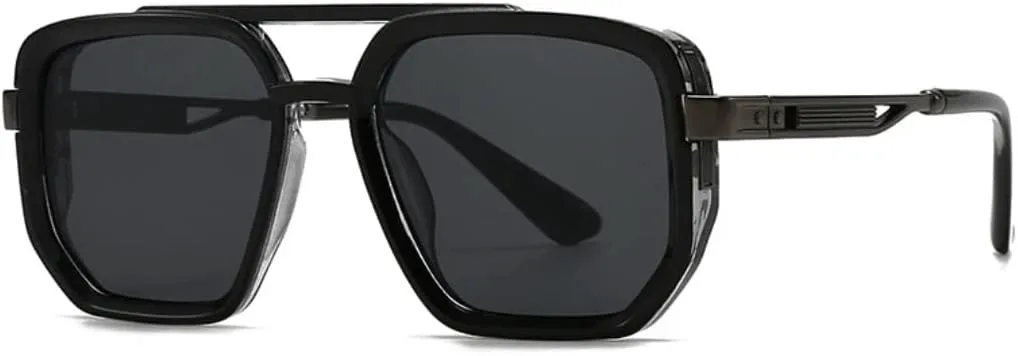 

Модные солнцезащитные очки для женщин в стиле ретро с заклепками, сине-зеленые, для мужчин в стиле панк, с защитой от УФ-излучения UV400 HHZZYVY, Black Gun Grey