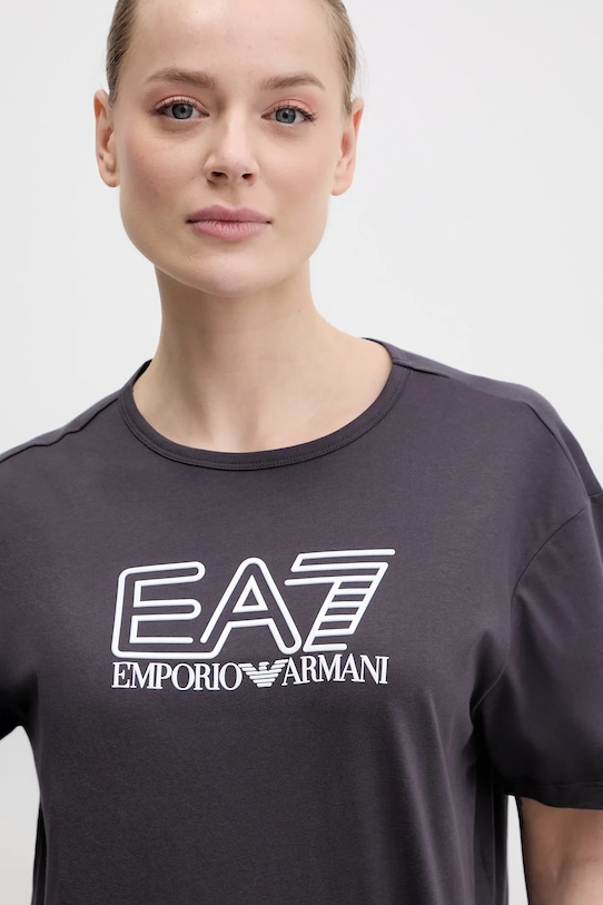 

Хлопковая футболка Ea7 Emporio Armani, коричневый