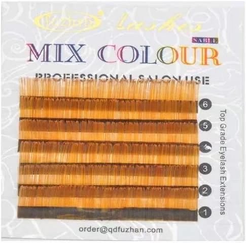 Ресницы Color Extension Color Mix 0.07 мм, FUZHAN, золотой светло-коричневый