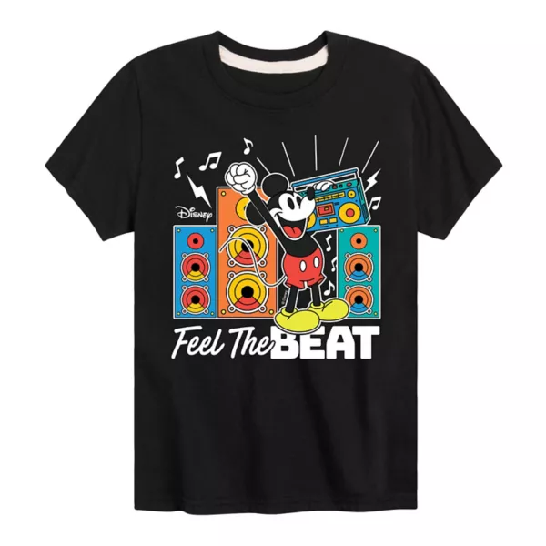 

Футболка для мальчиков 8-20 лет Mickey Mouse с принтом "Feel the beat" Disney, черный
