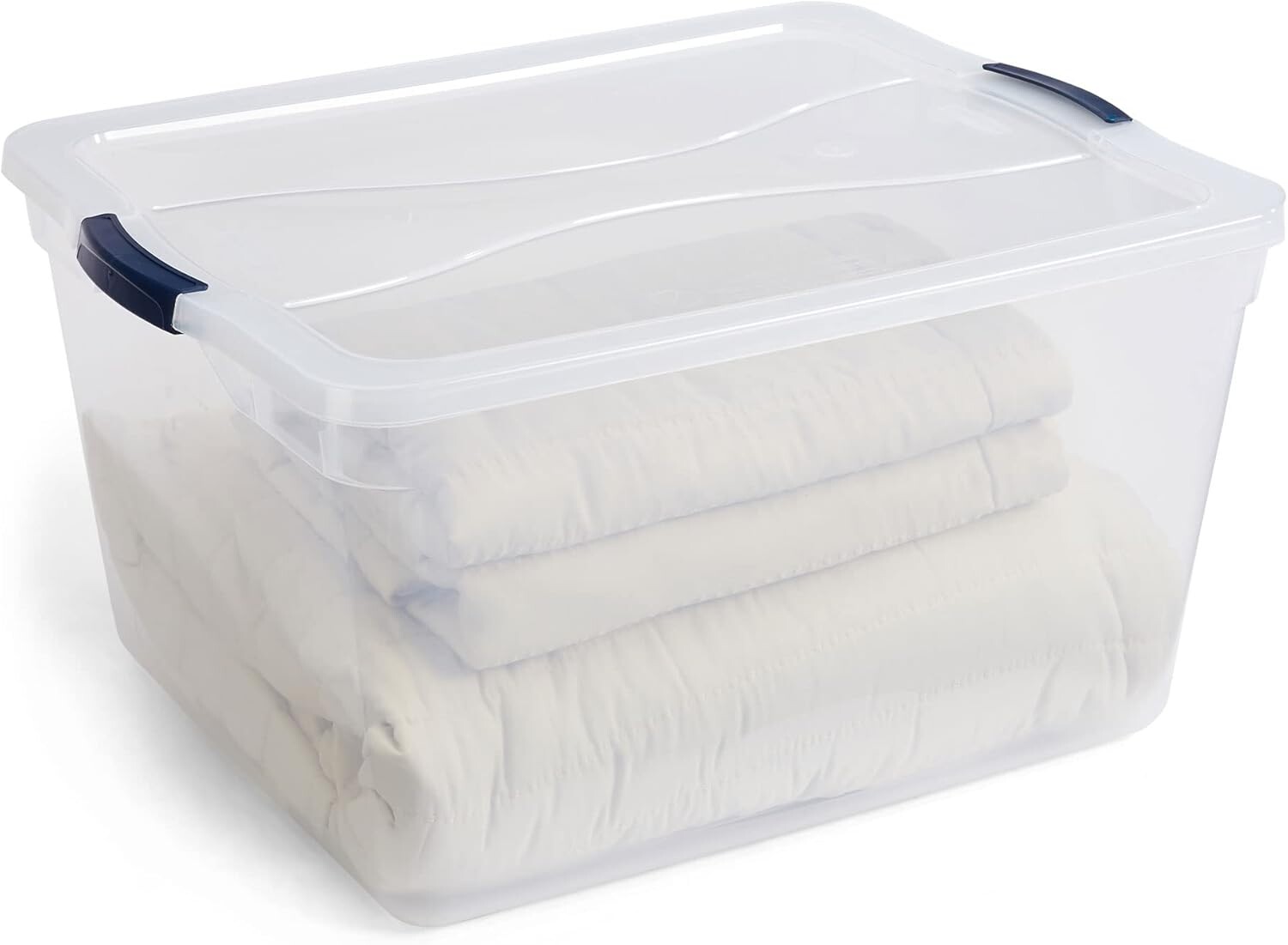 

Rubbermaid Cleverstore Clear, 71 кварта, 4 упаковки, сделано в США, штабелируемые большие прозрачные контейнеры для хранения с крышками, прозрачное пластиковое хранилище, с защелкивающимися крышками, не содержит BPA, Clear