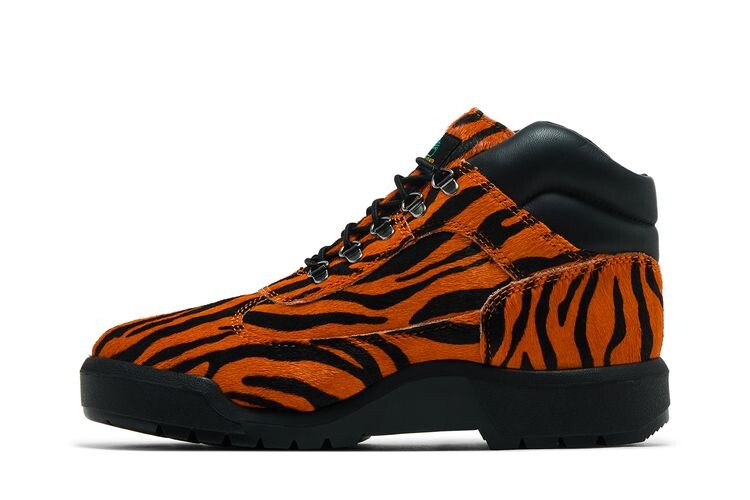 Мужские ботинки Timberland Supreme x Field кожаные с принтом тигра, оранжево-черный — фото 3