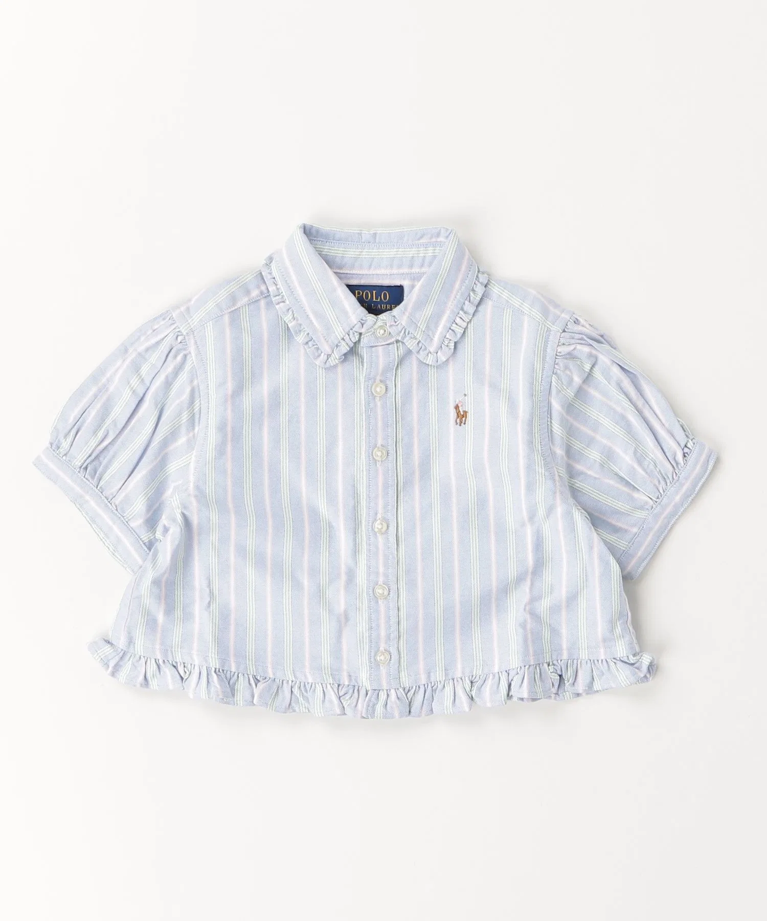 Детская хлопковая рубашка в полоску POLO RALPH LAUREN CHILDRENSWEAR с вышивкой, мультиколор — фото 3