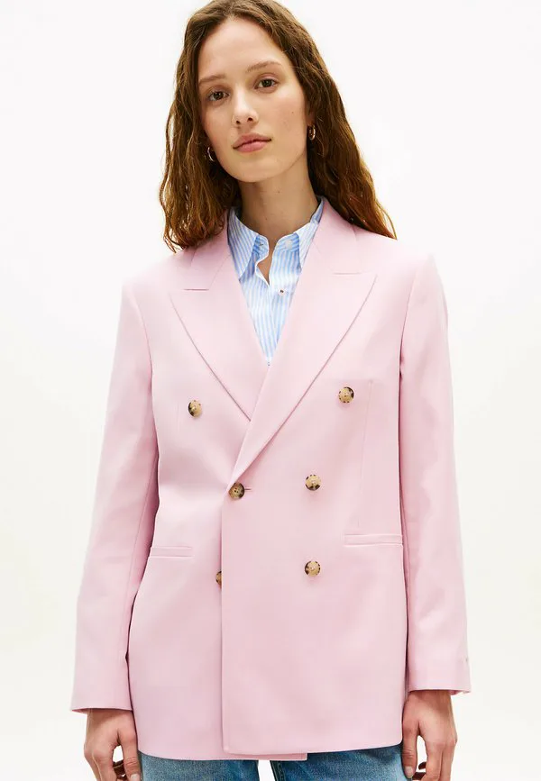 Классический двубортный пиджак из шерстяной смеси свободного кроя. Tommy Hilfiger, Bonita Pink