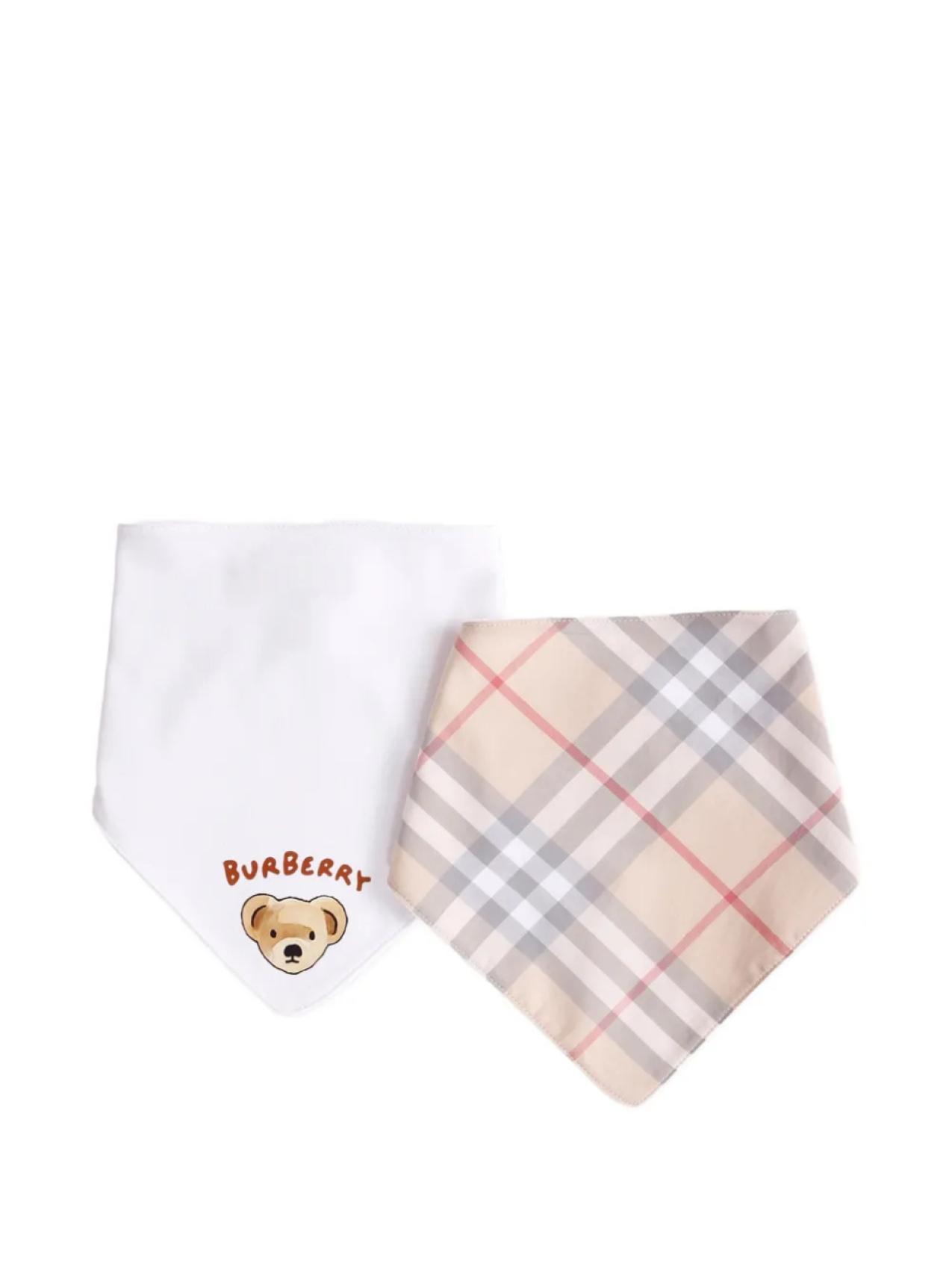 

Нагрудник с чековым принтом (комплект из двух штук) Burberry Kids, белый