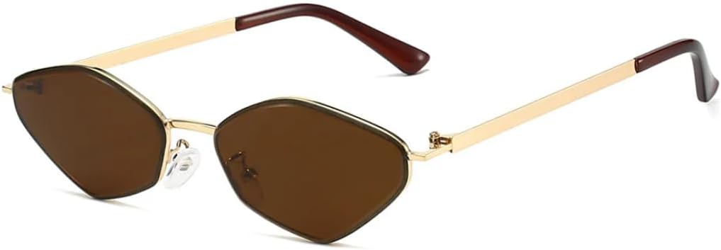 

Солнцезащитные очки с защитой от УФ-излучения UV400 | Маленькая оправа в стиле металлик-панк | Для женщин и мужчин | Для занятий спортом на открытом воздухе и вождения LXLHWN, Golden Brown