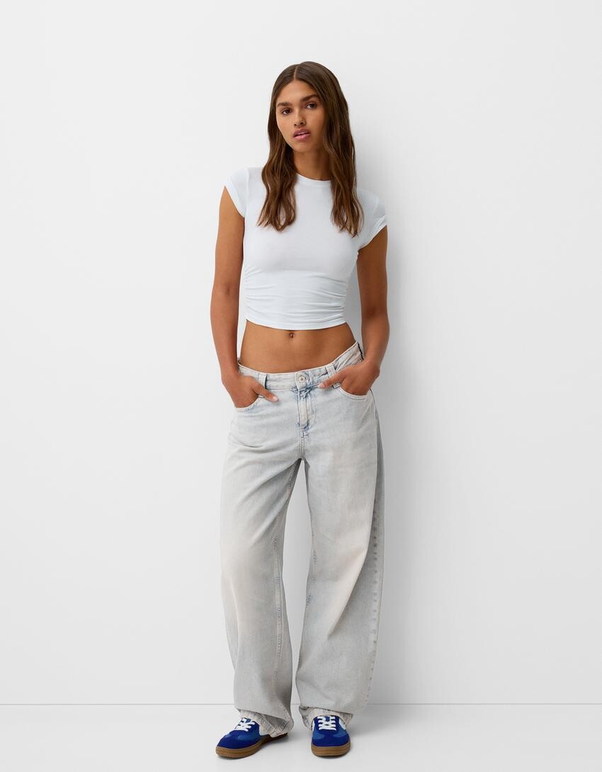 

Мешковатые джинсы balloon fit Bershka, голубой