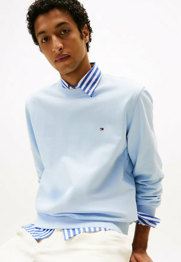 Толстовка с круглым вырезом из махровой ткани с вышивкой флага Tommy Hilfiger, Sky Blue — фото 4