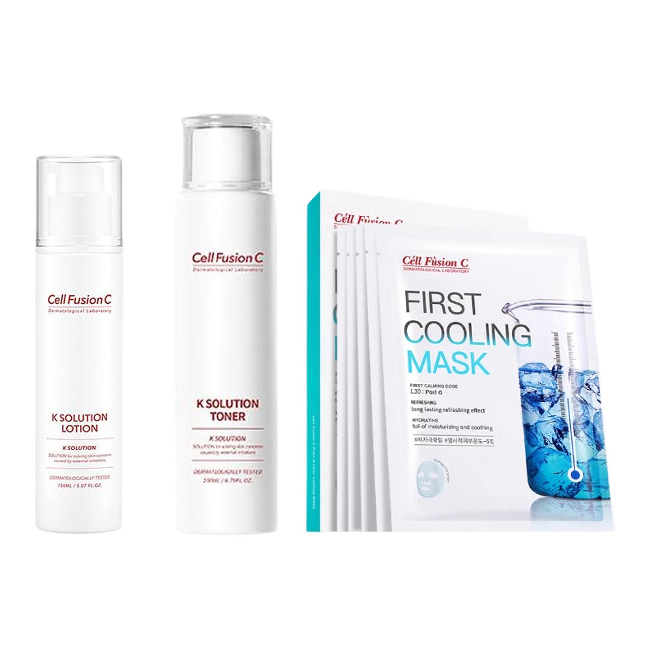 

Теплый и увлажняющий очищающий и тонизирующий набор для ухода за кожей увлажняющий 130мл+150мл+200мл Cell Fusion C