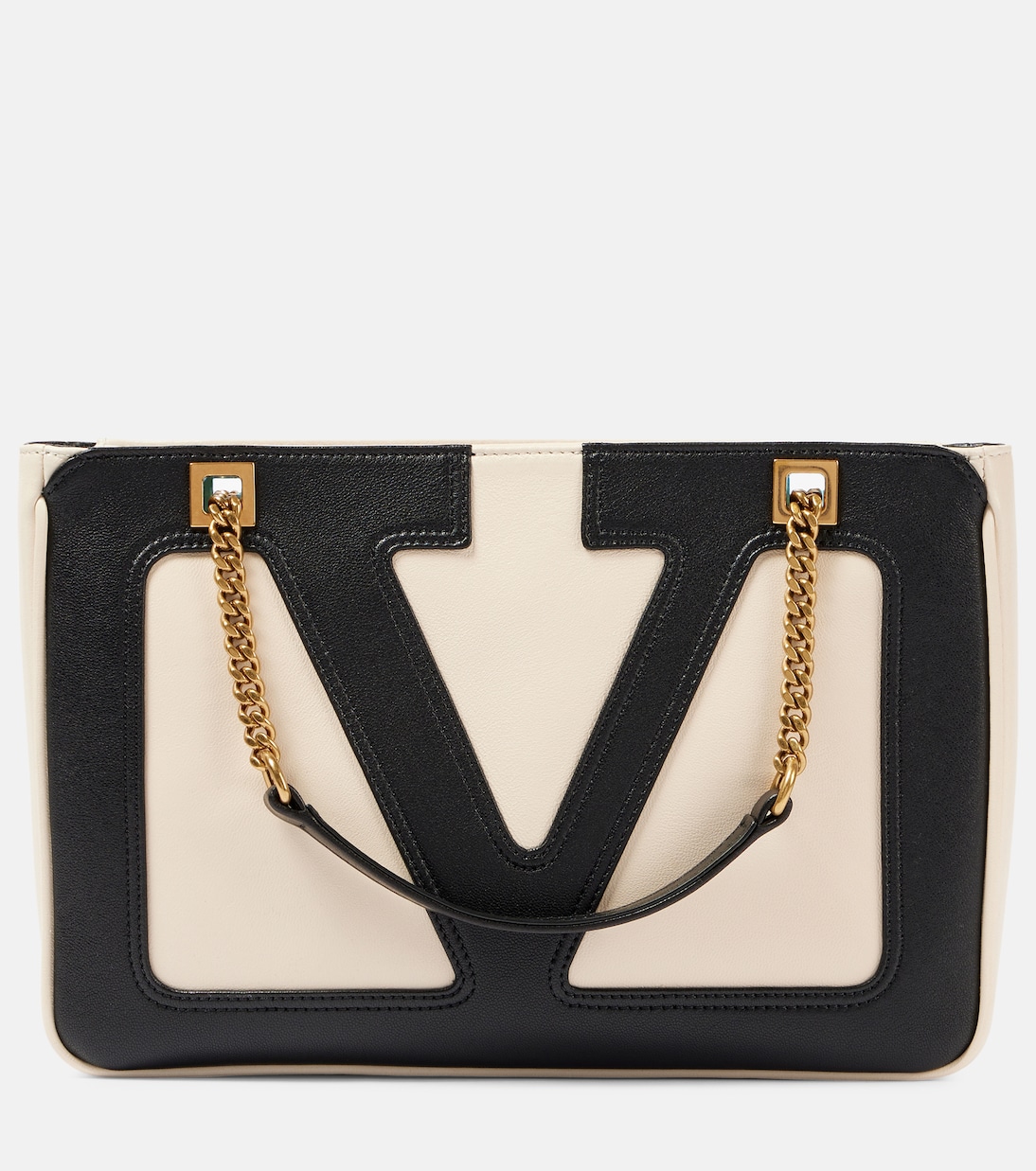 

Viva Superstar Маленькая кожаная сумка-тоут Valentino Garavani, Butter White/Nero