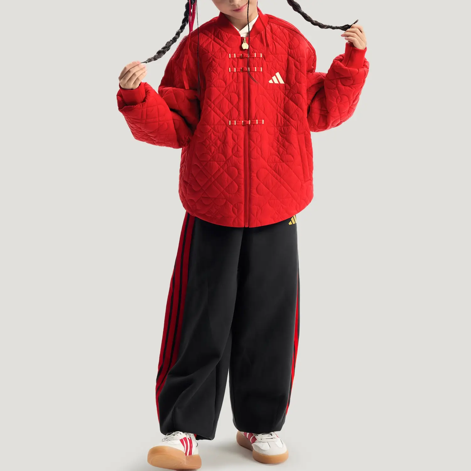 Детская утепленная курткасо стоячим воротником средней высоты Adidas, energy красный — фото 4