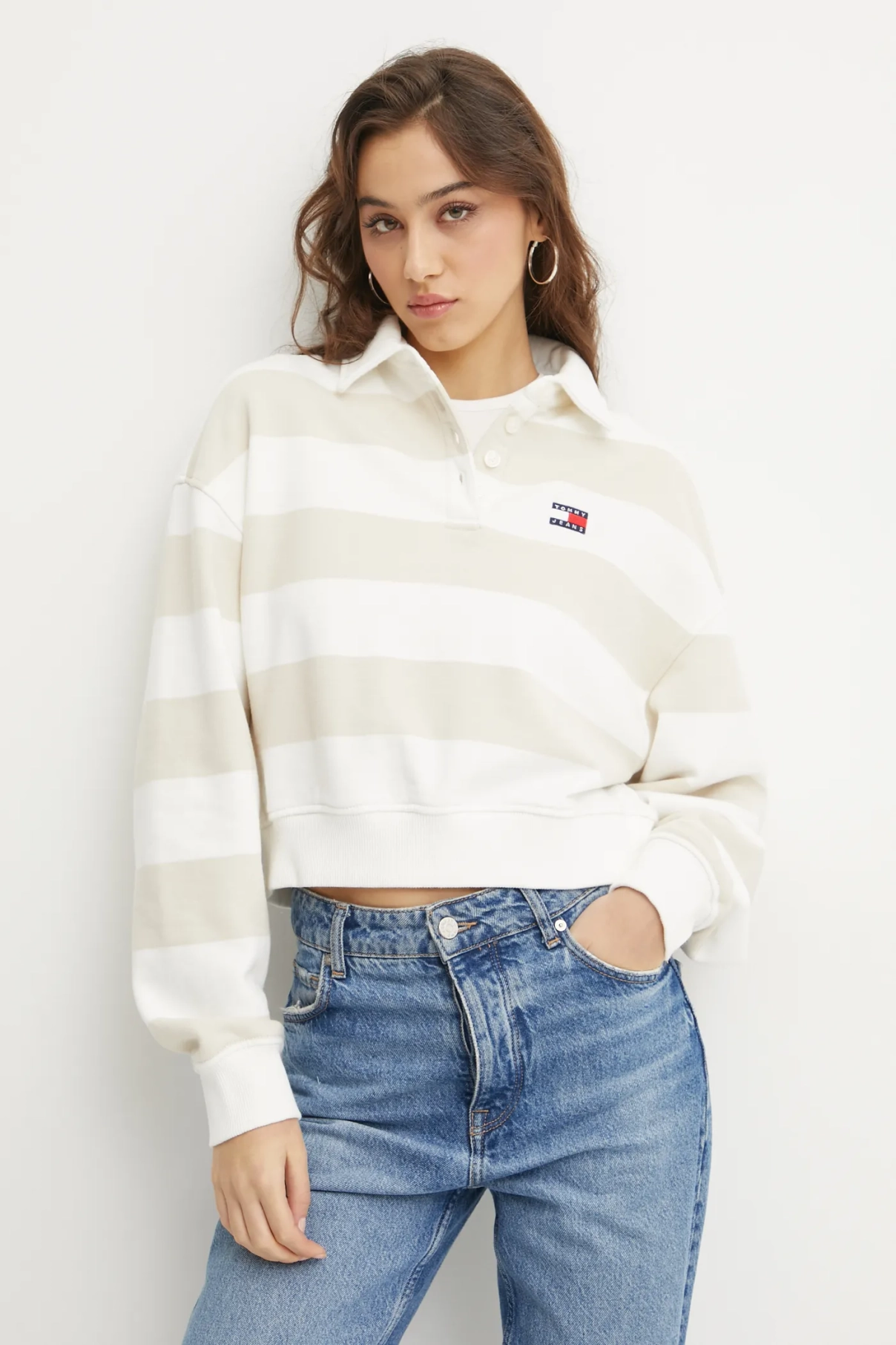 

Хлопковая толстовка Tommy Jeans, бежевый