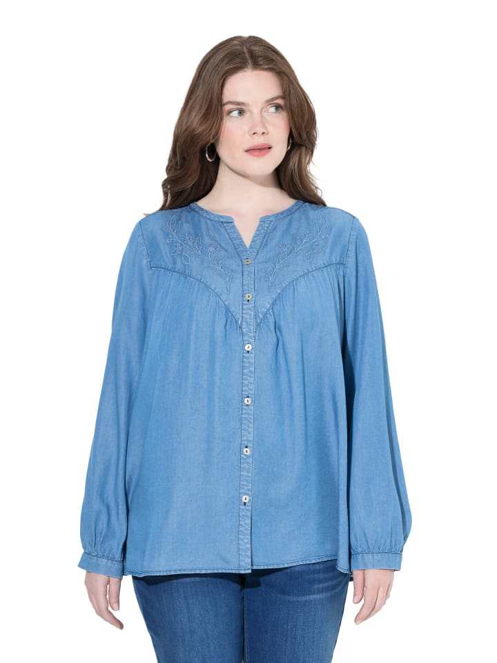 

Ulla Popken Туника из синей джинсовой ткани