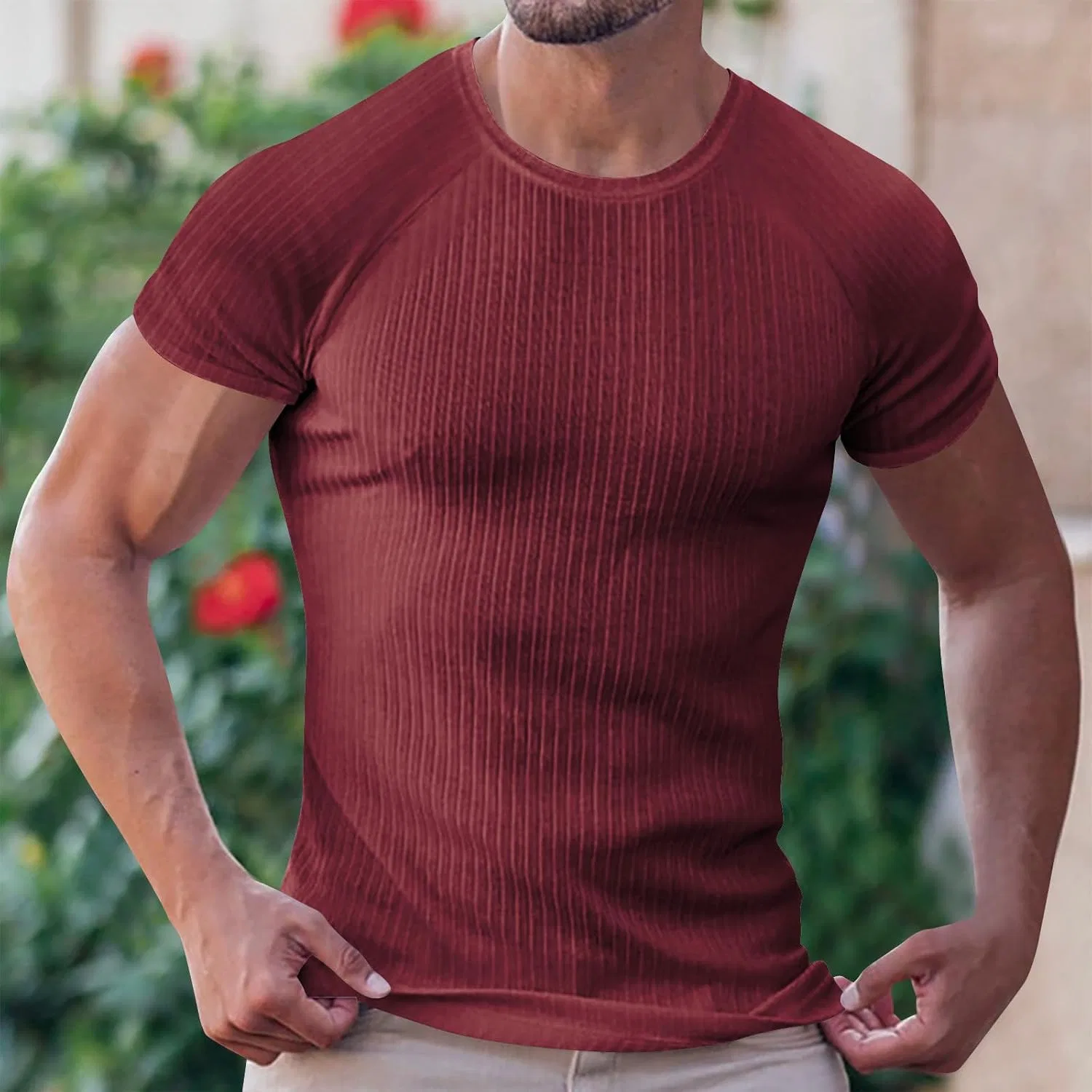 Футболка мужская Ribbed Knit, Wine — фото 2