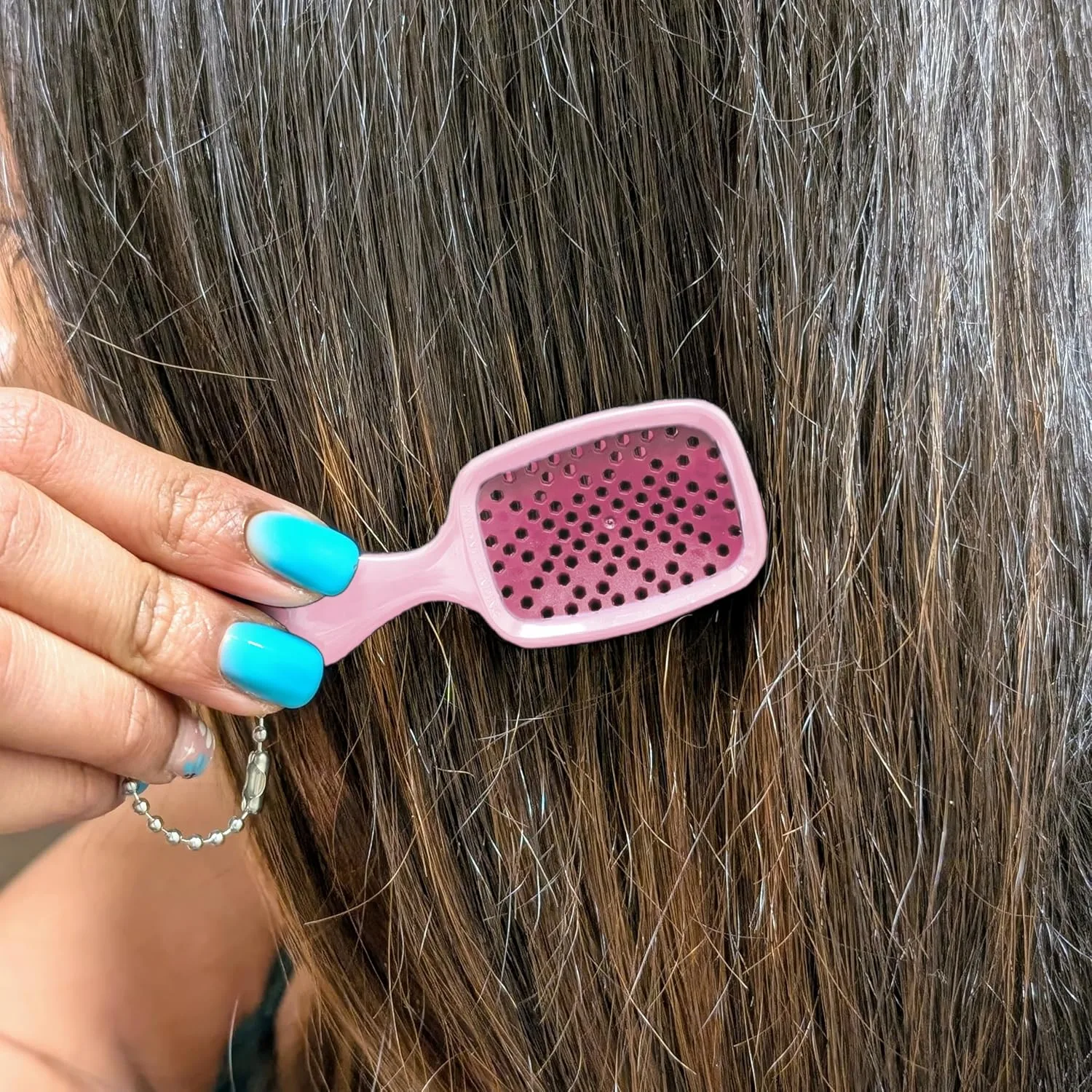 Брелок-расческа FHI Heat UNbrush Super Mini - коллекционный миниатюрный аксессуар для сумок и ключей - для любительниц красоты., Peony — фото 3