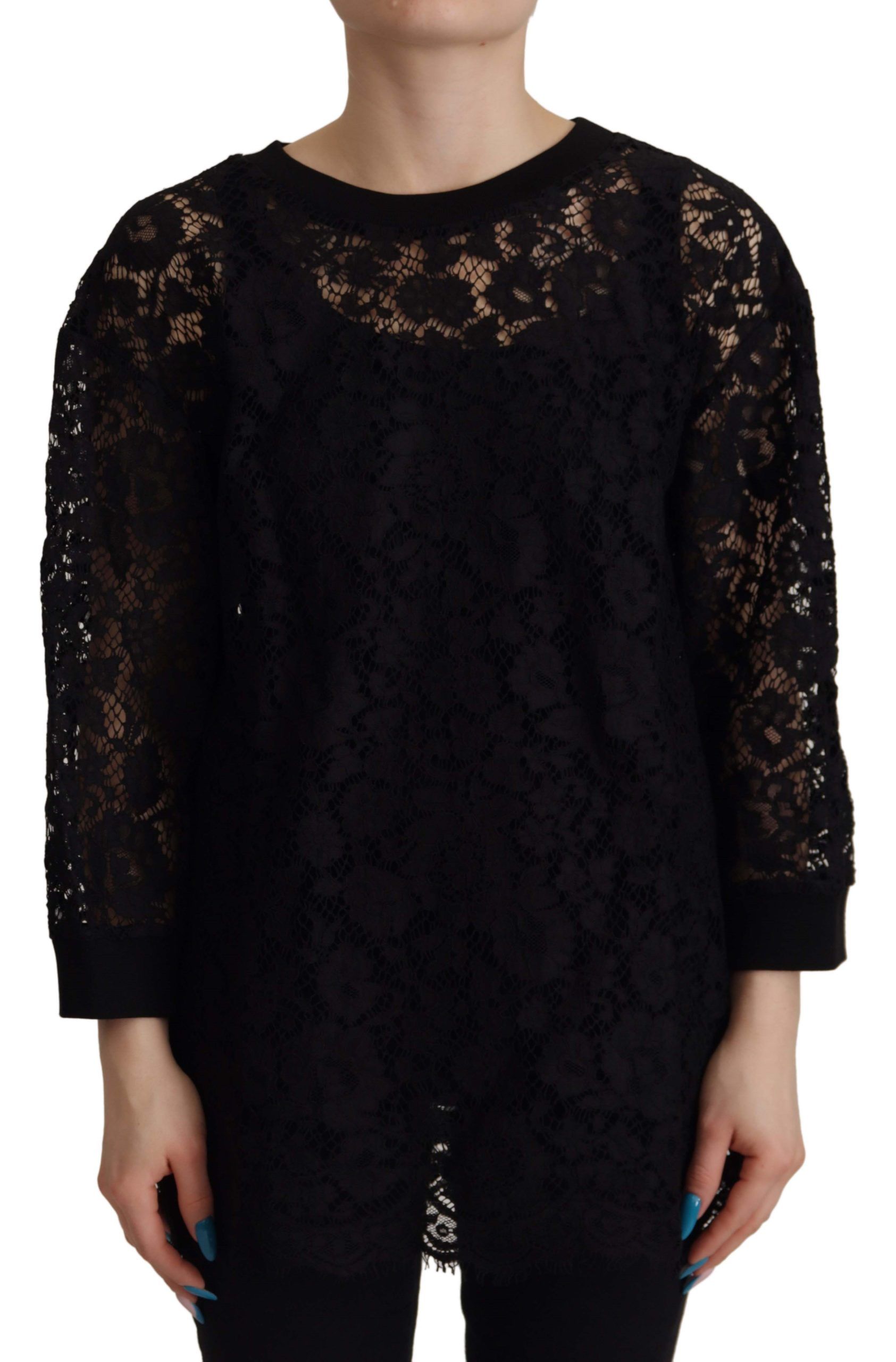 

Элегантная черная блузка с длинным рукавом Dolce & Gabbana