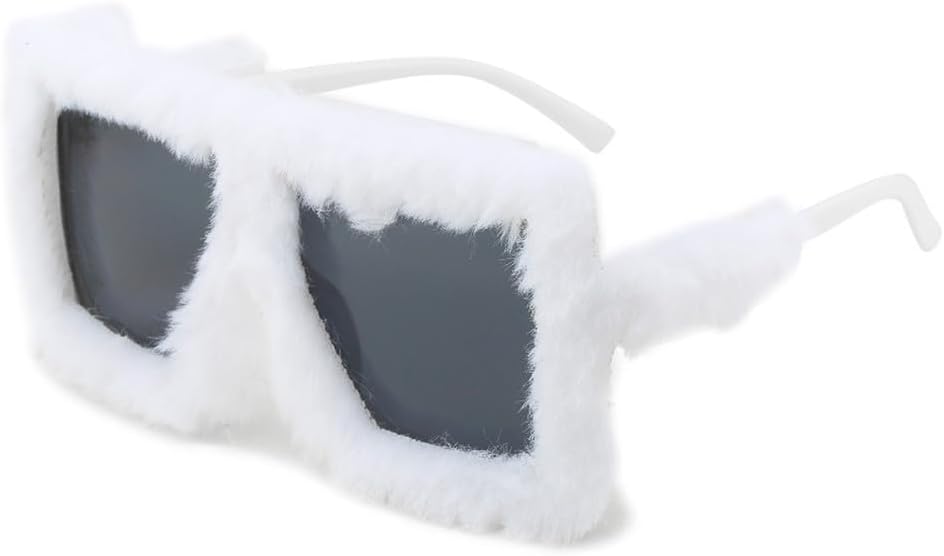 

Модные солнцезащитные очки с мягким мехом для женщин, изготовленные вручную из бархата, большие квадратные очки для женщин с защитой от УФ-излучения UV400 HYYZZC, C6white-black